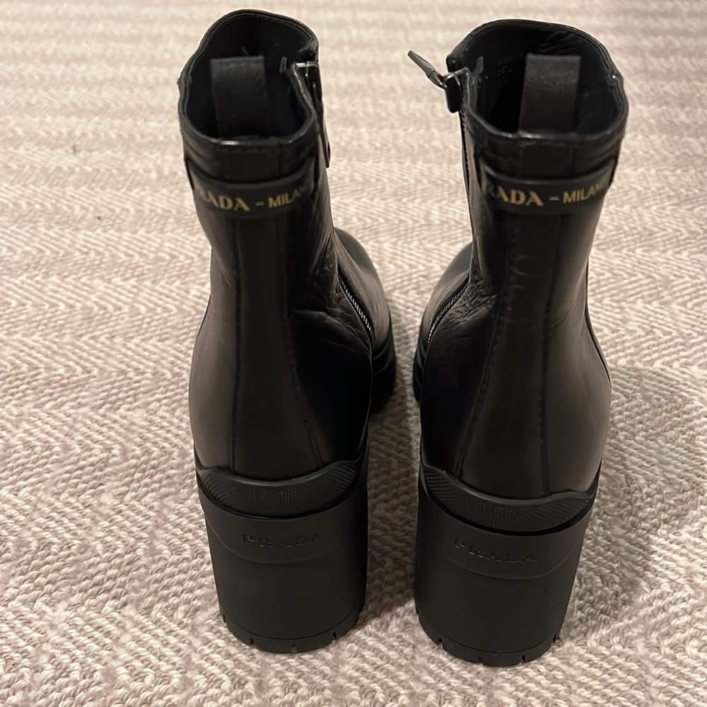 Prada leather black booties size 40 1/2
